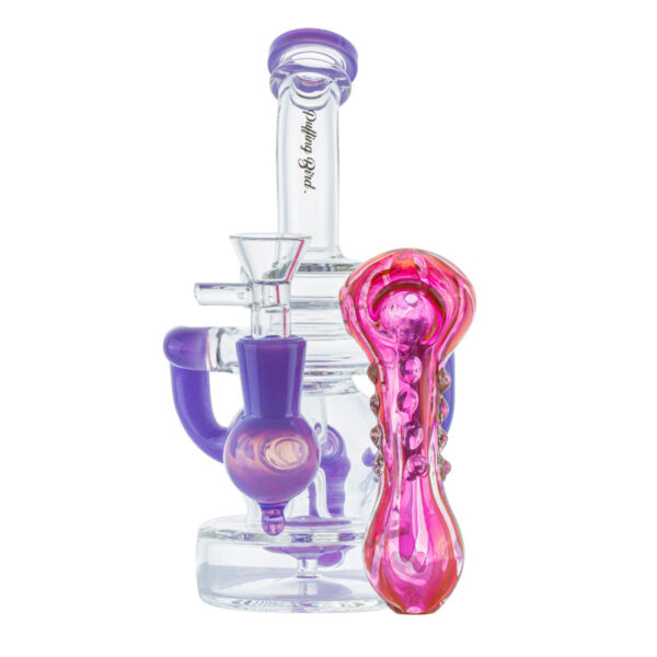 Recycler Showerhead Dab Rig w/ Pink Girly Fumed Glass Pipe Set Sale