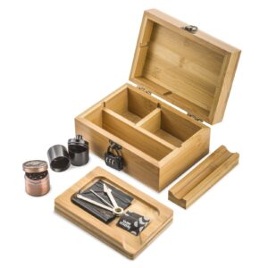 Retro Wooden Stash Box Lock w/ Titanium Enail Kit Bundle Set For Sale
