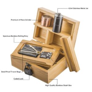 Retro Wooden Stash Box Lock w/ Titanium Enail Kit Bundle Set For Sale