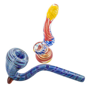 Spiral Color Sherlock Bubbler w/ Blue Wrap Sherlock Pipe Set |For Sale