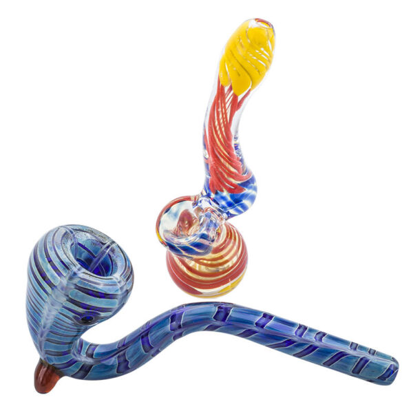 Spiral Color Sherlock Bubbler w/ Blue Wrap Sherlock Pipe Set |For Sale