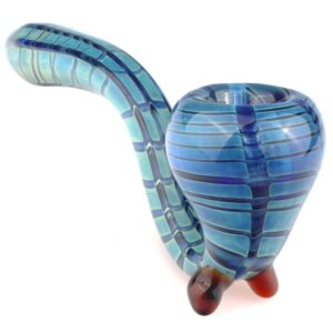 Spiral Color Sherlock Bubbler w/ Blue Wrap Sherlock Pipe Set |For Sale