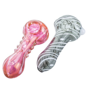 Spiral Glass Spoon Pipe w/Pink Girly Fumed Glass Pipe Set | For Sale