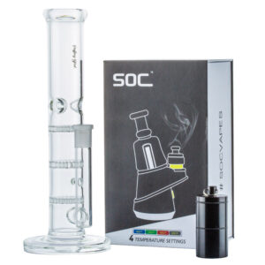Straight Honeycomb Perc Bong w/ Soc Dab Vaporizer Stash Jar Set Sale