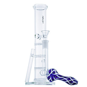 Straight Tube Honeycomb Perc Bong w/ Glass Pipes Set | Free NZ Shipping