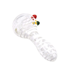 White Stripes Glass Spoon Pipe | Weed Bowls For Sale | Free NZ Shipping