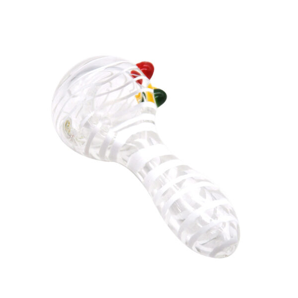 White Stripes Glass Spoon Pipe | Weed Bowls For Sale | Free NZ Shipping