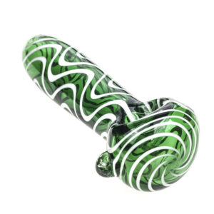 White Stripes Green Glass Pipe  Spoon Pipes For Sale  Free NZ Shipping