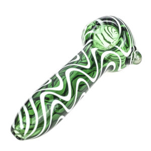 White Stripes Green Glass Pipe  Spoon Pipes For Sale  Free NZ Shipping