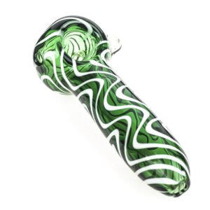 White Stripes Green Glass Pipe  Spoon Pipes For Sale  Free NZ Shipping