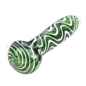 White Stripes Green Glass Pipe  Spoon Pipes For Sale  Free NZ Shipping