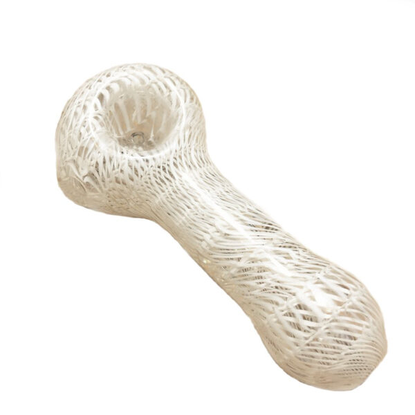 White Wrap Raked Glass Pipe | Weed Bowls For Sale | Free NZ Shipping