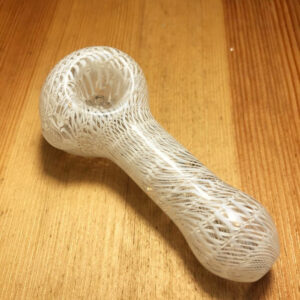 White Wrap Raked Glass Pipe | Weed Bowls For Sale | Free NZ Shipping