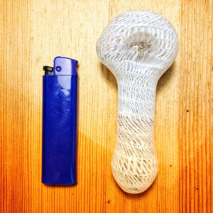White Wrap Raked Glass Pipe | Weed Bowls For Sale | Free NZ Shipping