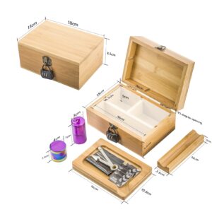Wooden Stash Box Lock w/ Fumed Glass Pipe Quartz Banger Set | Sale