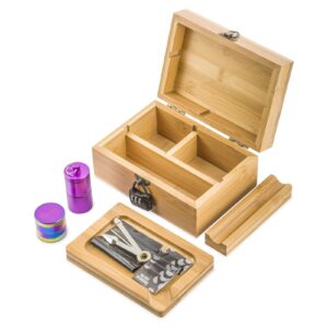 Wooden Stash Box Lock w/ Fumed Glass Pipe Quartz Banger Set | Sale