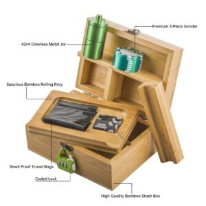 Wooden Stash Box Lock w/ Recycler Dab Rig Glass Pipe Set | For Sale