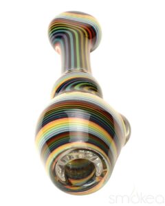 Blazing Blue Glass Line Honeycomb Screen Chillum | Glass Smoking Pipe