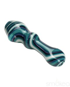 Blazing Blue Glass Line Honeycomb Screen Chillum | Glass Smoking Pipe