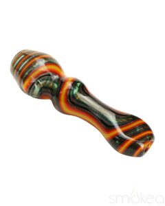 Blazing Blue Glass Line Honeycomb Screen Chillum | Glass Smoking Pipe
