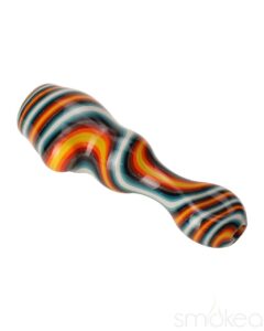 Blazing Blue Glass Line Honeycomb Screen Chillum | Glass Smoking Pipe