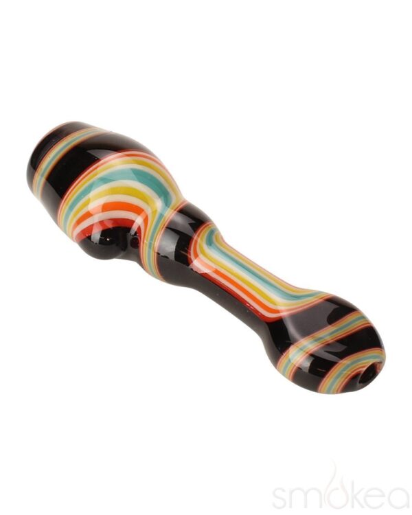 Blazing Blue Glass Line Honeycomb Screen Chillum | Glass Smoking Pipe