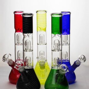 12″ double dome percolator patterned beaker water bong