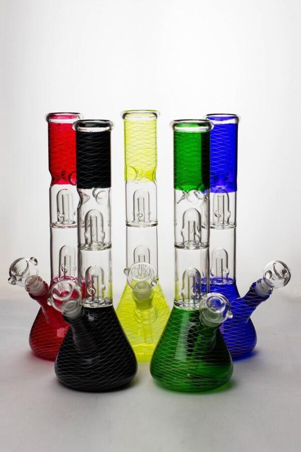 12" Double Dome Patterned Beaker Bong | Cheap Bongs | Free NZ Shipping