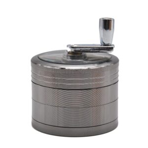 Crank Herb Grinder With Handle Zinc Alloy 4 Layer 63Mm (2 Color) - Gunblack