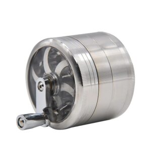 Crank Herb Grinder With Handle Zinc Alloy 4 Layer 63Mm (2 Color) - Silver