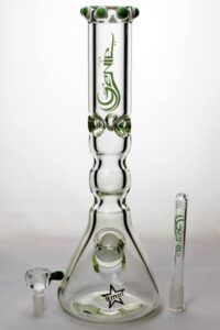 14.5" Genie Color Dot Curved Tube | Water Glass Bongs | Free NZ Shipping