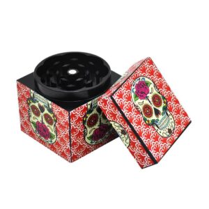 Day Of The Dead Sugar Skull Box Novelty Herb Grinder 4 Piece 50Mm