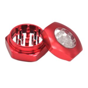 Hexagon Novelty Herb Grinder 2 Layer 50Mm (4 Color) - Red