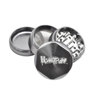 Honeypuff Easy-Grind Herb Grinder 4 Layer 50Mm (3 Color) - Gunblack With Black Lid