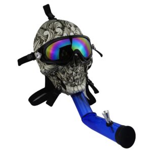 Novel Skull Fabric Gas Mask Bong w/ Bent Water Pipe | Free NZ Shipping