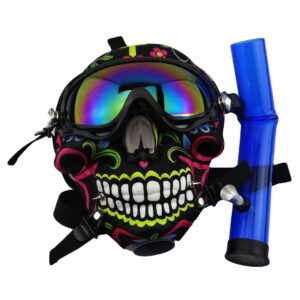 Novel Skull Fabric Gas Mask Bong w/ Bent Water Pipe | Free NZ Shipping