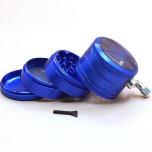 Blue Metal Crank Weed/Herb Grinder 4 Layer For Sale | Free NZ Shipping