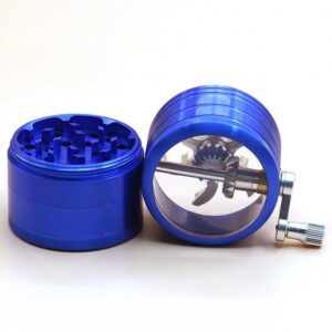 Blue Metal Crank Weed/Herb Grinder 4 Layer For Sale | Free NZ Shipping