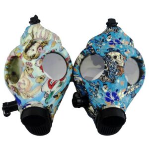 Color Printed Silicone Gas Mask Bong with Acrylic Bong | Free NZ Shipping