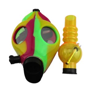 Luminous Silicone Gas Mask Bong w/ Acrylic Water Pipe | Free NZ Shipping