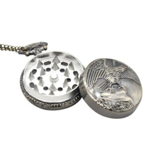 Necklace Hawk Pocket Watch Novelty Herb Grinder 3 Layer 45Mm (2 Color) - Bronze
