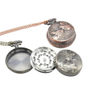 Necklace Hawk Pocket Watch Novelty Herb Grinder 3 Layer 45Mm (2 Color)
