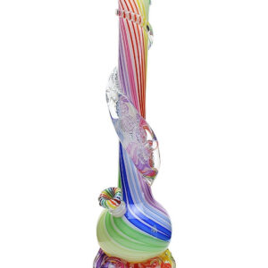 Noble Glass Medium Rainbow Cane Wrapped Soft Glass Bong | Water Pipes