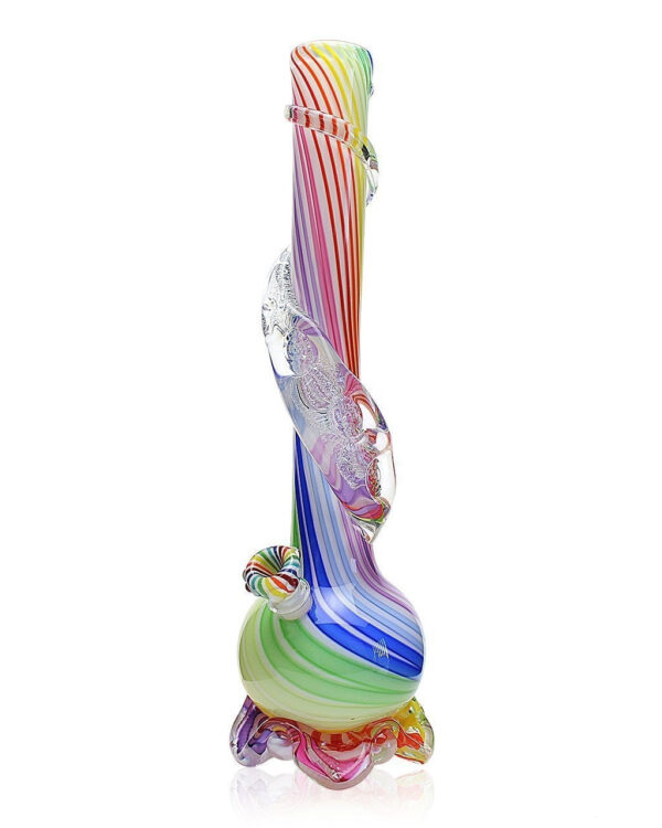 Noble Glass Medium Rainbow Cane Wrapped Soft Glass Bong | Water Pipes