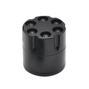 Revolver 6 Shooter 30Mm 3 Layer Aluminium Novelty Herb Grinder (Silver/white) - Black