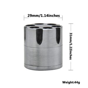Revolver 6 Shooter 30Mm 3 Layer Aluminium Novelty Herb Grinder (Silver/white)