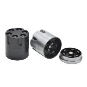 Revolver 6 Shooter 30Mm 3 Layer Aluminium Novelty Herb Grinder (Silver/white)