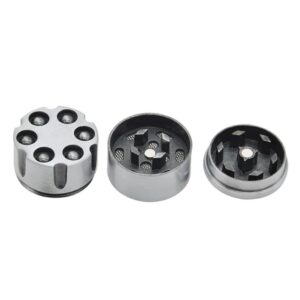 Revolver 6 Shooter 30Mm 3 Layer Aluminium Novelty Herb Grinder (Silver/white)
