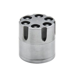Revolver 6 Shooter 30Mm 3 Layer Aluminium Novelty Herb Grinder (Silver/white) - Silver