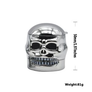 Silver Skull Novelty Herb Grinder 3 Layer 41Mm